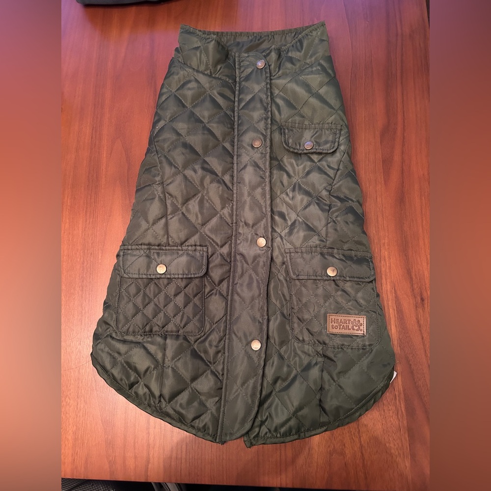 Dog Quilted Green Jacket Vest Large